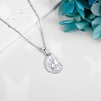 Collier pendentif océan en argent sterling 925 pendentif coquille de conque nacre blanche naturelle bijoux de plage océan biologie marine