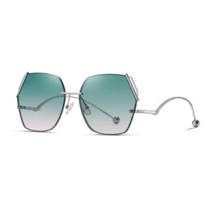 Lunettes de soleil hexagonales tendance sans monture, monture en métal élégante, verres dégradés en nylon, protection UV, lunettes de luxe en gros pour femmes - Product Image 1