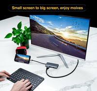 Nouvelle conception Station d'accueil multiport 7 en 1 Type-C USB Type C vers HDMI 4K USB 3.0 Lecteur de carte TF/SD PD 100W 1000 Mbps Port LAN Hub