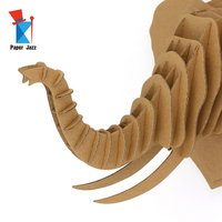 Kit de bricolage éducatif pour décoration murale en carton ondulé 3D en forme de tête d'éléphant - Puzzle non peint pour les 5-13 ans - Marque Paper Jazz