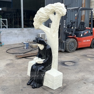 Statua in Bronzo su Misura a Grandezza Naturale di San Charbel Seduto Accanto all'<span class=keywords><strong>Albero</strong></span>, Scultura Religiosa - Product Image 6