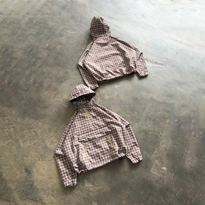 Custom Plaid Print Designer Windbreaker Nylon <b>Zip</b> <b>up</b> <b>Jackets</b> for Men Pullover Hoody Coat High Quality Plaid Windbreaker <b>Jackets</b> - Product Image 1