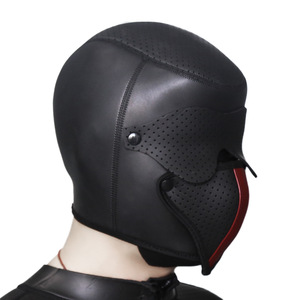 Capuche pour chiot en néoprène lisse BDSM Capuche complète avec masque buccal respirant Masque pour les yeux Jeu de rôle pour adulte - Product Image 2