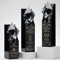 Trophée en cristal personnalisé, base noire, pilier transparent, gravé, plaque de reconnaissance des réalisations d'entreprise, cadeaux personnalisés
