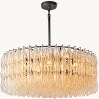 Lustre suspendu de style américain de luxe à hauteur réglable RH, en cuivre/verre, pour villas et hôtels