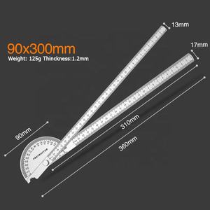 角度分度器 角度ファインダー定規 二本腕ステンレス鋼分度器 木工定規 角度測定ツール 0-180度 - Product Image 5