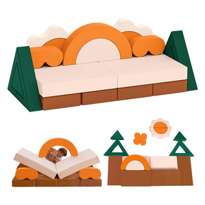 Jungle Theme <b>Kids</b> <b>Sofa</b> Set With Cushions And Building Blocks For Indoor Playground Child Use - Product Image 3