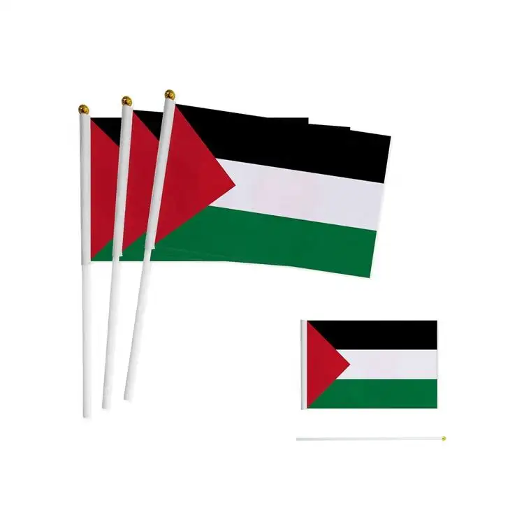 Fabricación de bandera de mano de Palestina con postes Bandera palestina de productos de Palestina