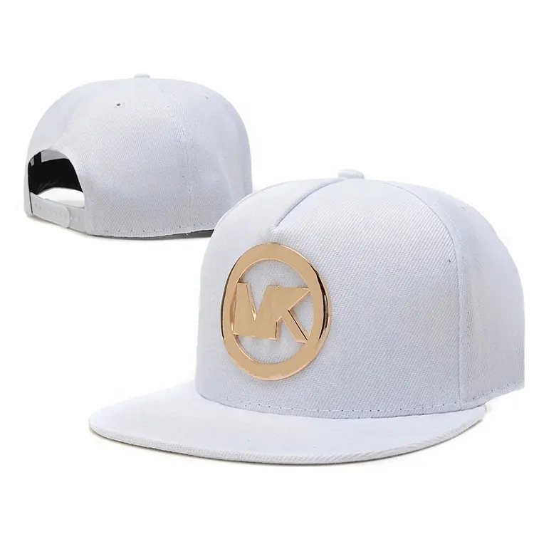 Toptan özel altın Metal plaka logosu Snapback kapaklar şapkalar