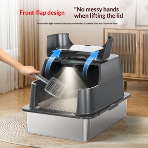 Lettiera <span class=keywords><strong>per</strong></span> <span class=keywords><strong>Gatti</strong></span> Quadrata Completamente Chiusa in Acciaio Inossidabile, Spessa e Extra-Large, con Fondo Antiaderente - Bestseller Transfrontaliero - Product Image 1