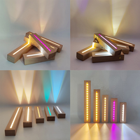 Nuevo tablero de mensajes transparente reescribible de acrílico en blanco luminoso inteligente, luz nocturna, lámpara de mesa con Base de madera Simple
