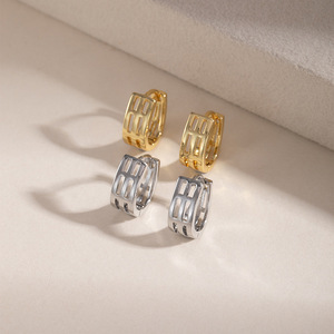 Gold Plated Copper U Shape <b>Clip</b> On Earrings Geometric Design Everyday Wear Gift Jewelry EKA 296 - Product Image 3