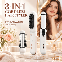 Ensemble de coiffure multifonction à ions négatifs avec fer à boucler USB LED et brosse lissante, compatible camping-car, OEM ODM