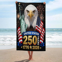 Serviette de plage en microfibre ultra-fine de haute qualité, personnalisée, pour le 250e anniversaire de l'Amérique, idéale pour l'intérieur et l'extérieur, les voyages à la plage