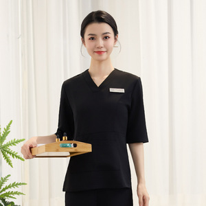 Elegant Beautician Uniform Women Three-Quarter Sleeves Polyester Spa Workwear - Product Image 4
