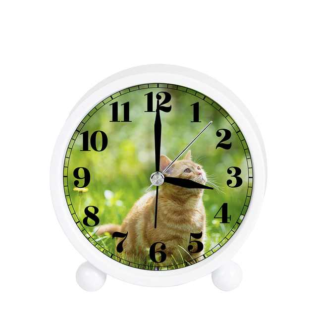 Customized White Plastic Desktop Alarm Clock Modern Projection Feature Electronic New Sublimation Technology New Decoration