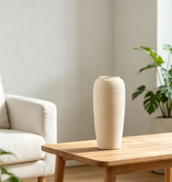 Vase en céramique style rétro pour salon, chambre, bureau – Pot en grès pour arrangement floral hydroponique, finition vieillie, robuste