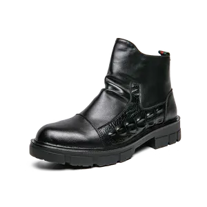 2023 New Men's Zipper Martin Boots Ankle Boots Casual Shoes Black