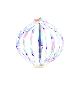 Kersttuin Grote Globe Led Licht Ijzeren Frame Bol Opvouwbare Hangende Bal Licht Voor Boomdecoratie