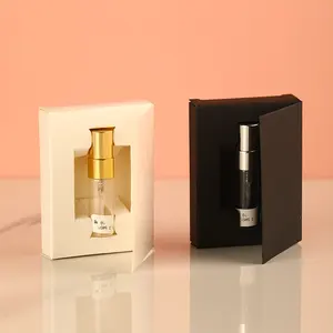 Mini atomizör şişe 2ml 3ml 5ml cam parfüm sprey flakon vida üst doldurulabilir sprey flakon ile özel kutu Logo