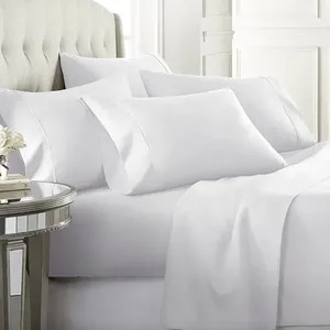 现代设计奢华舒适涤纶床上用品套装白色条纹酒店床单