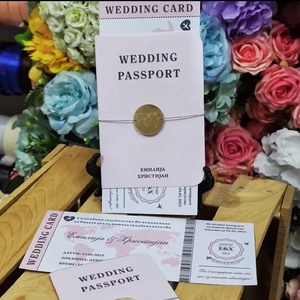 Carte d'invitation de mariage personnalisée en forme de passeport, ensemble plié, design unique, paiement après réception, prix fabricant en gros - Product Image 6