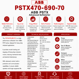 MT-a BB PSTX470-690-70 ซอฟต์สตาร์ทเตอร์ขั้นสูง, 470 a แบบอินไลน์ / 814 a ภายในเดลต้า, 208-690 VAC, 100-250 VAC ควบคุม/24 VDC - Product Image 3