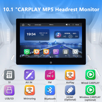 Monitor MP5 para reposacabezas CARPLAY de 10,1 pulgadas con reproductor de CD, función RGB, conexión de tarjeta SD para entretenimiento en el asiento trasero