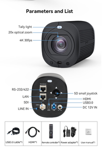 Commercio all'ingrosso della fabbrica 4k 20x zoom ottico NDI BOX macchina fotografica con la luce di conteggio per la trasmissione in diretta streaming - Product Image 5