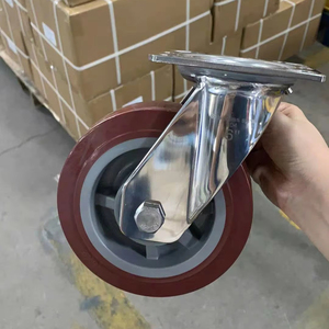 Roue pivotante en polyuréthane haute résistance avec support en acier inoxydable, roue industrielle amortissante de 6 pouces - Product Image 1