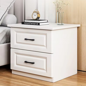 <strong>Small</strong> Modern Solid Wood <strong>White</strong> Oak Panel Bedside <strong>Table</strong> with Storage Simple Nordic Luxury for Bedroom Use - Product Image 1