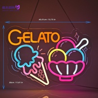 Enseigne néon LED Gelato, Décoration murale en forme 3D, Alimentation USB, Texte statique, pour Magasin de crèmes glacées, Pâtisserie, Café, Fête