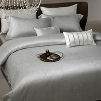 Parure de lit 4 pièces personnalisée en jacquard de coton lyocell argenté de luxe léger, housse de couette rafraîchissante et drap-housse, pour la maison
