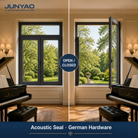 Fenêtre à battant double vitrage insonorisée en alliage d'aluminium JUNYAO, fabrication directe usine, 6063-T5 CE NFRC ODM pour salle de concert et villa