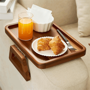 Table d'appoint pliable multifonction en bois massif avec porte-gobelet pour café et collations - Product Image 2