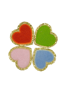 Patchs brodés personnalisés en chenille pour vêtements, motif cœur, avec sequins thermocollants, bordure dorée scintillante, qualité supérieure, écologiques, vente en gros - Product Image 6