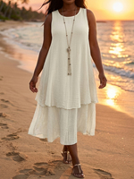 Robe décontractée grande taille pour femme, mode estivale, tenue quotidienne élégante, jupe patchwork superposée sculptante