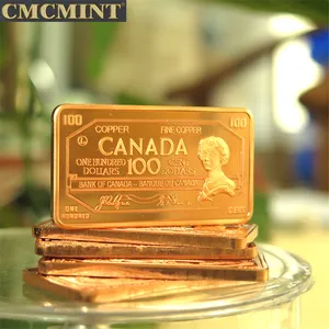 $999 구리 캐나다 지폐 기념 동전 금속 엠보싱 동전 100 벌금 구리 1 Oz