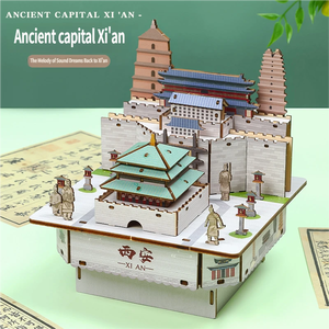 Boîte à musique tendance, créative et culturelle, modèle de bâtiment architectural stéréoscopique 3D de style ancien, kit d'outils de construction, Xi'an, ancienne capitale - Product Image 2