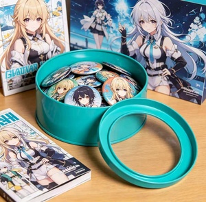 Kawaii Runde Blechdose mit Sichtfenster, Staubdichte Leere Metallische Souvenir-Dose, Geschenkbehälter für Anime-Fans - Product Image 3