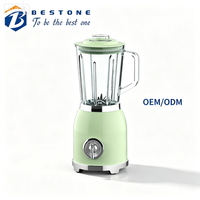 Mixeur Électrique Multifonctionnel BESTONE Rétro en Verre 1,5 L, 3 Vitesses, pour Broyer la Glace, Modèle de Comptoir OEM ODM