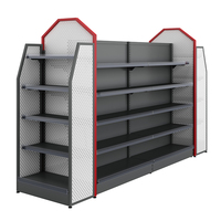 Étagère de vente au détail métallique double face durable pour supermarchés et magasins de proximité