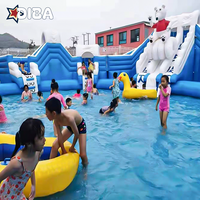 Parc aquatique gonflable haut de gamme avec piscine, toboggan aquatique gonflable bleu pour aire de jeux intérieure