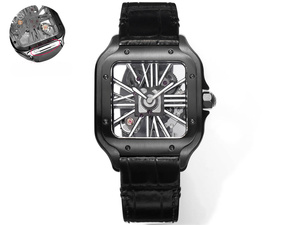 Montre mécanique automatique élégante et tendance avec bracelet à dégagement rapide et boîtier entièrement noir mat. - Product Image 2