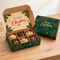 Boîte d'expédition de Noël personnalisée en carton ondulé pour emballage alimentaire, biscuits, donuts, pâtisseries, desserts, chocolats avec insert de séparation