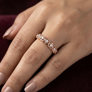 Anillo de Eternidad de Diamantes en Forma de Corazón de Oro Rosa de 10K de Lujo para Mujer, Elegante Anillo de Boda, Regalo de Joyería - Product Image 2
