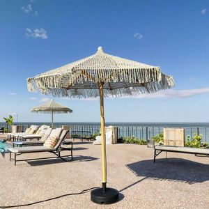 Sombrillas Modernas para Patio Exterior al por Mayor, Parasoles de Paja Sintética Tiki Raffia con Manivela y Función de Inclinación para Muebles de Jardín - Product Image 4