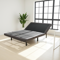 Cadre de lit Queen Size réglable avec fonction massage, design traditionnel, panneau de lit électrique souple