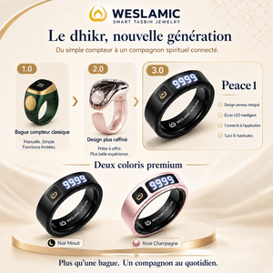 Bague Zikr Haut de Gamme WESLAMIC ITasbih Peace1 - Chapelet Électronique Musulman - Compteur Tasbih Numérique avec Vibration et Application - Product Image 2
