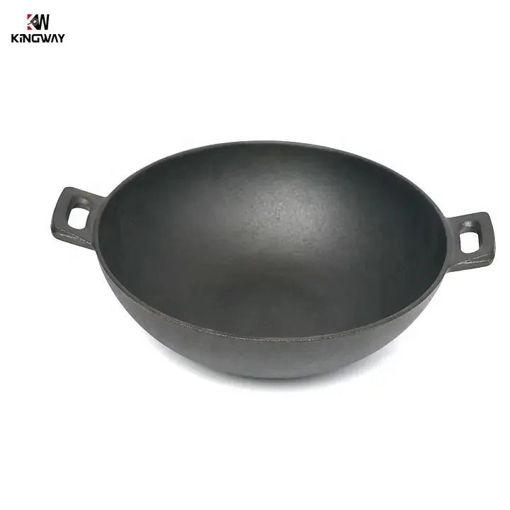 Outdoor cooking pot cast iron pan double handles large skillet wok large